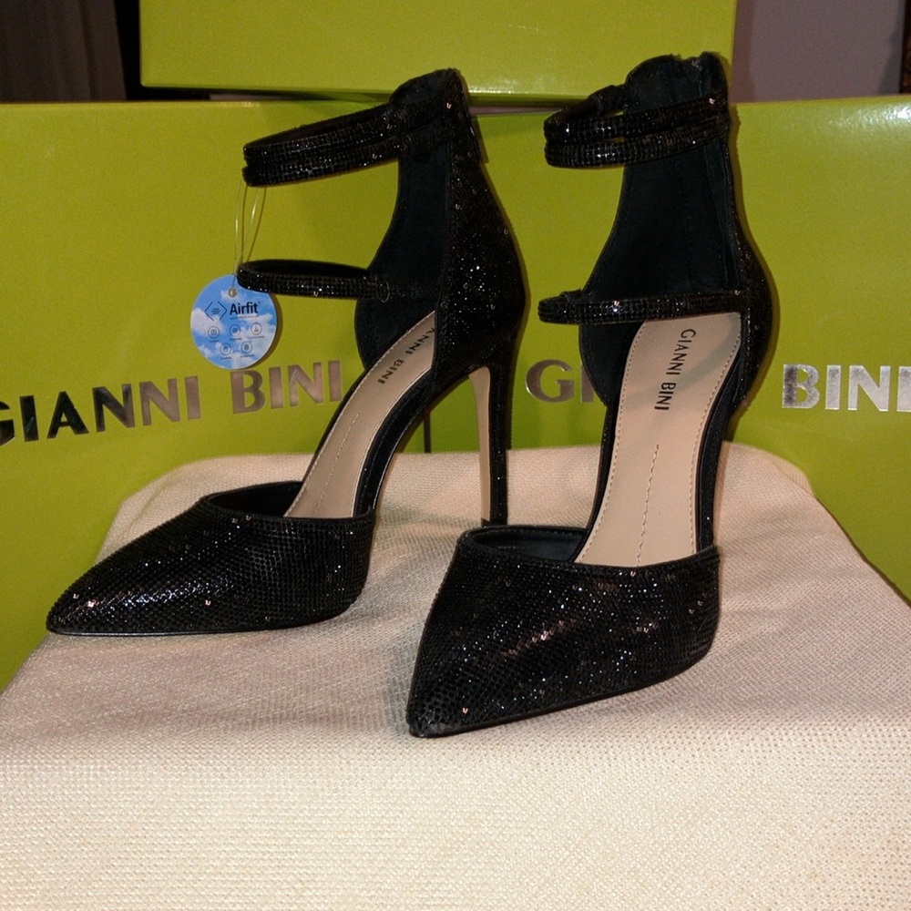 Gianni Bini Black Glitter Heels